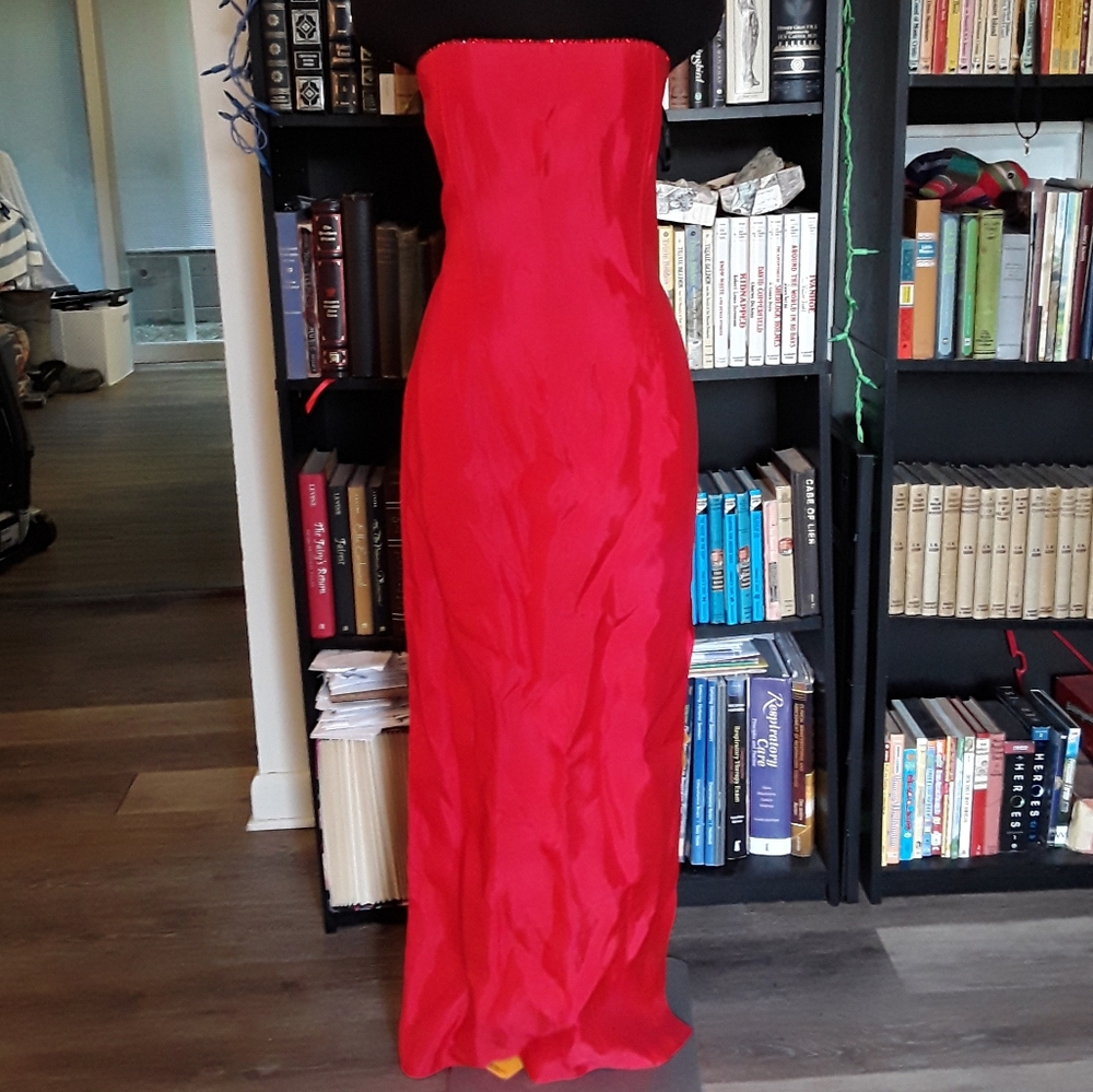 Vintage Gunne Sax Ruby Red Strapless Dress 7